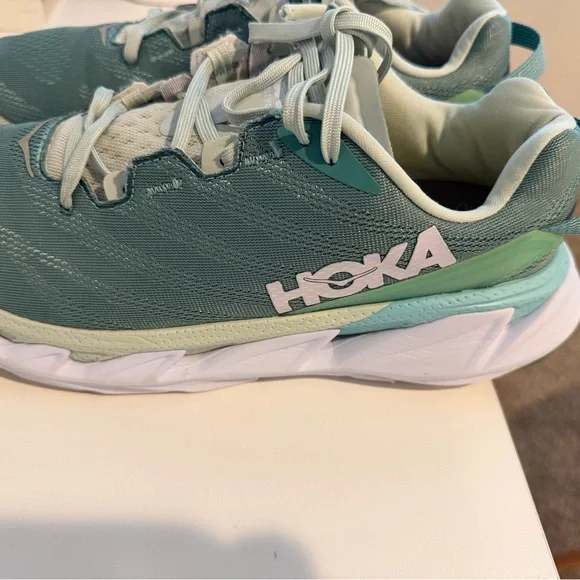 Hoka Women's Aqua and White Athletic Shoes - Picture 3 of 9